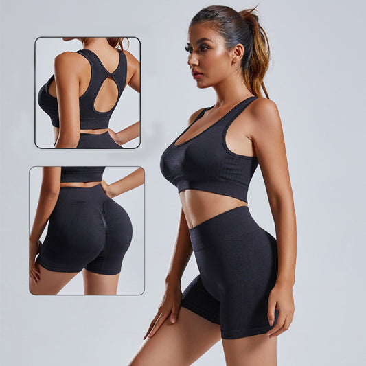 2-Piece Seamless Yoga Set – Vest & High-Waist Shorts for Ultimate Comfort & Style