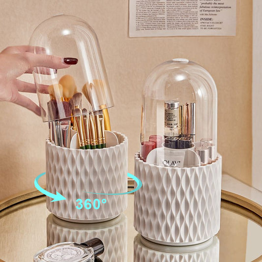 360° Rotating Makeup Brush Holder – Stylish, Dustproof, and Spacious